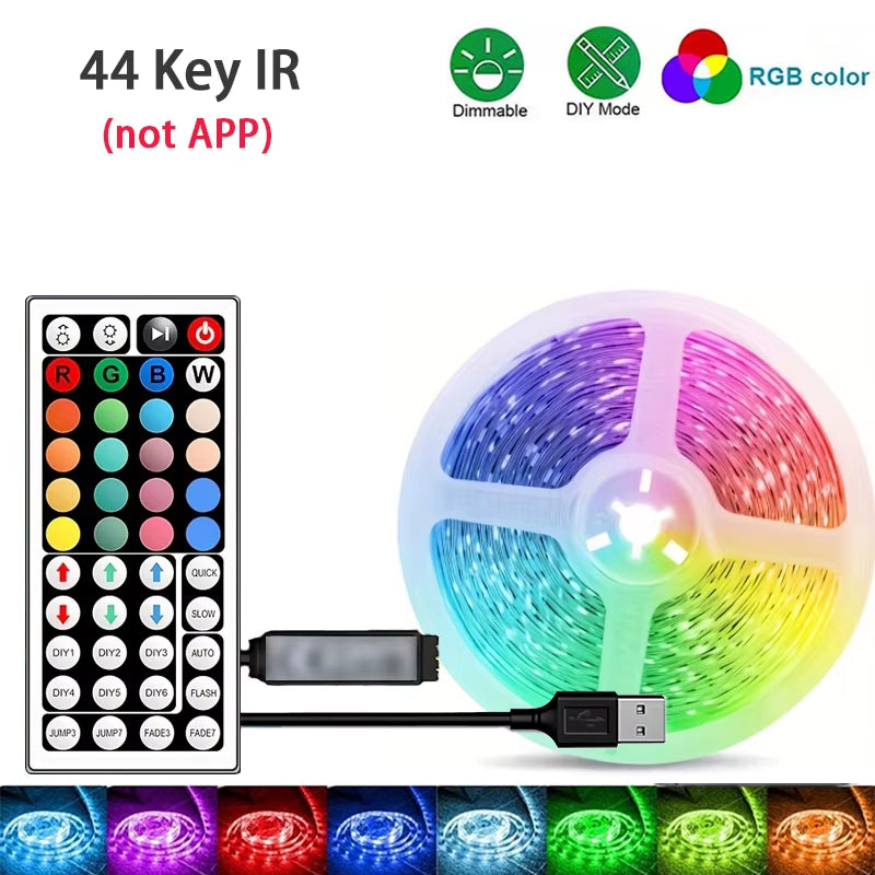Led Strip Lights 44Keys APP Music Sync Remote Control USB 5V 1M-40M RGB Flexible Tape for Room Decoration TV Backlight Diode